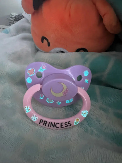 Glow In The Dark Adult Pacifier - Flowers and Moon