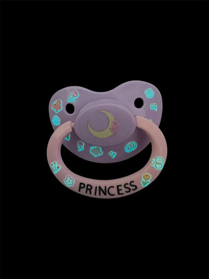 Glow In The Dark Adult Pacifier - Flowers and Moon
